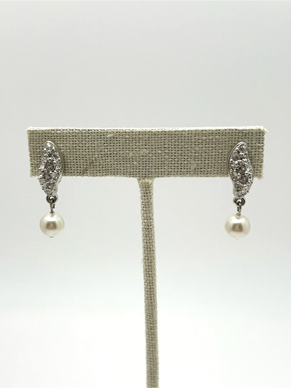 Swarovski Crystal Pave and Pearl Dangle Earrings